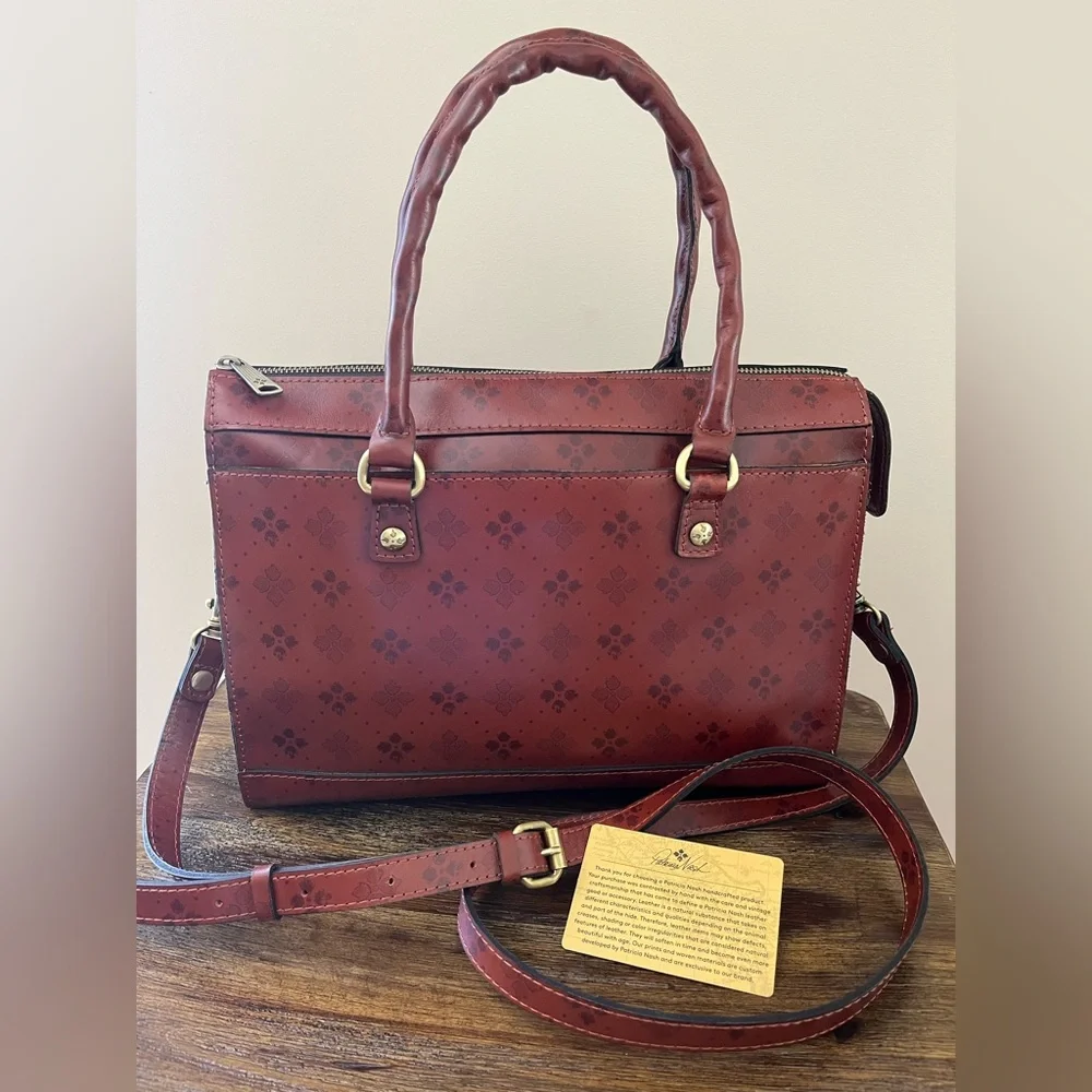 Patricia Nash Josselin Signature Floret Print Satchel Bag Tan